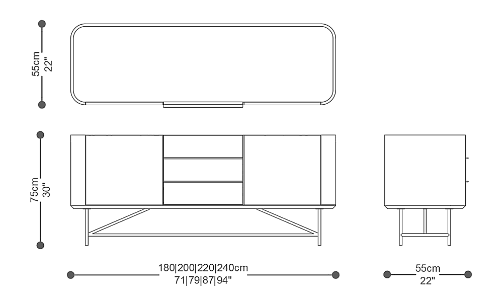 Image of the main dimensions of the product